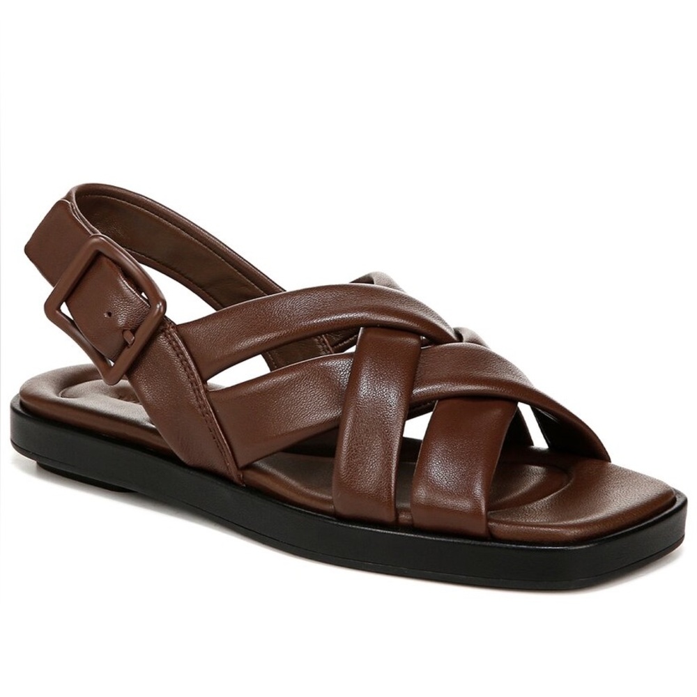 Vince Rexx Woven Fisherman Slingback Leather Sandals In Redwood